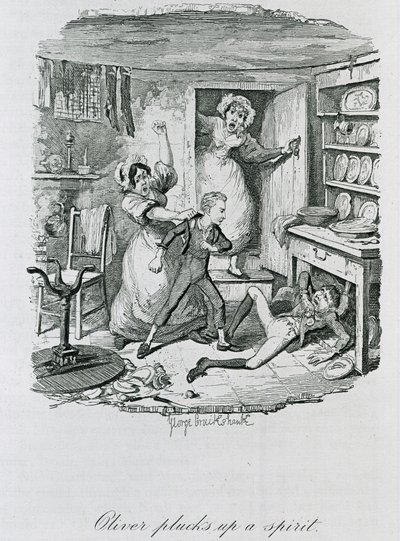 Oliver felkap egy szellemet, 1837 alkotó: George Cruikshank