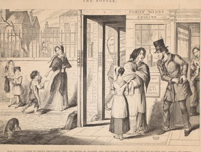 IV. ábra: Mivel nem tudnak munkát találni, a szegénység az utcára kényszeríti őket, hogy kolduljanak alkotó: George Cruikshank
