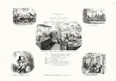 Esedezés a bárban, vagy népoktatás (metszet) alkotó: George Cruikshank