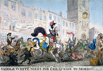 „Saddle white Surry for Cheapside to Morrow”, 1812 alkotó: George Cruikshank