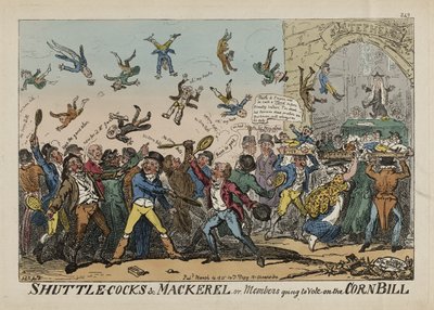 Shuttlecocks és makréla, avagy a kukoricatörvényről szavazni készülő tagok, március 14. alkotó: George Cruikshank