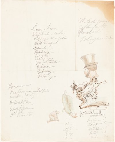Fej, kar és térdelő ábra vázlatai alkotó: George Cruikshank