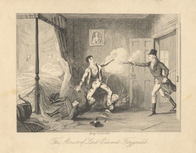 Lord Edward Fitzgerald letartóztatása alkotó: George Cruikshank