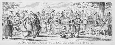 A „Bloomers” a Hyde Parkban, avagy egy rendkívüli kiállítás 1852-ből (metszet) alkotó: George Cruikshank