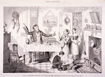 "The Bottle", 1847 alkotó: George Cruikshank