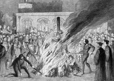 Edward Underhill égése a Tower Greenen, 1840 alkotó: George Cruikshank