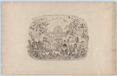 Minden nemzet műveinek szétszóródása az 1851., 1851., 1851. évi nagy kiállításról. alkotó: George Cruikshank