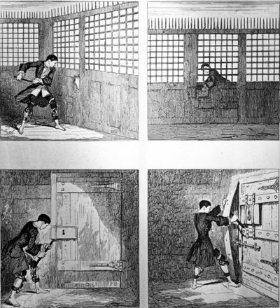 The Escape No. 2, W. H. Ainsworth „Jack Sheppard” című művéből, 1839-ben alkotó: George Cruikshank