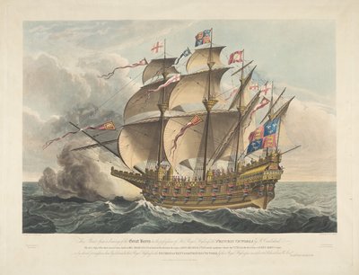 A Great Harry. Az első hadihajó, amely ágyúkat szállított alkotó: George Cruikshank