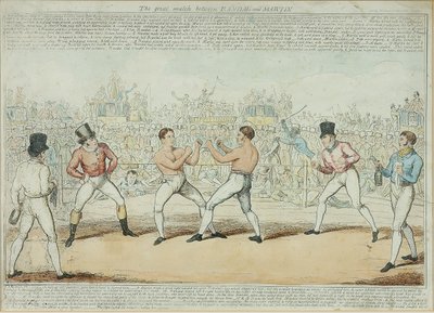 A nagy meccs Randall és Martin között (színes metszet) alkotó: George Cruikshank