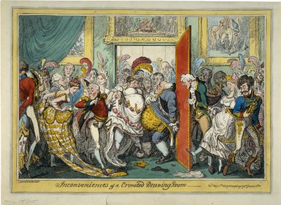 Egy zsúfolt szalon kellemetlenségei, 1818 alkotó: George Cruikshank