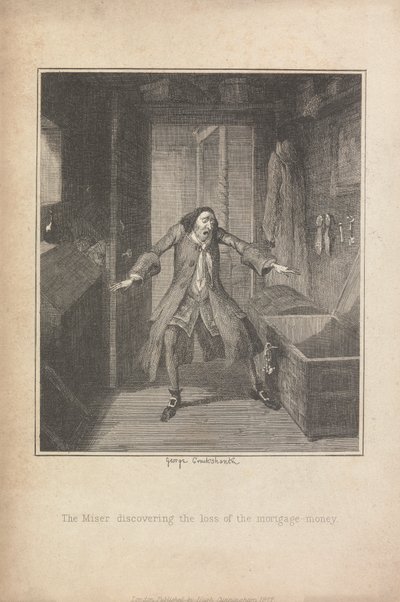 A fösvény felfedezi a jelzáloghitel-pénz elvesztését alkotó: George Cruikshank
