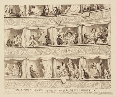 Az operadobozok a nagy kiállítás idején, 1851 alkotó: George Cruikshank