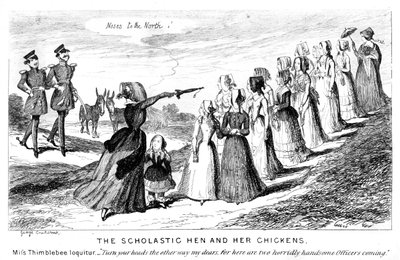 A skolasztikus tyúk és csirkék, 19. század. alkotó: George Cruikshank