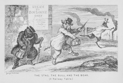 A szarvas, a bika és a medve, egy vasúti mese (metszet) alkotó: George Cruikshank
