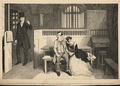 Az iszákos fiát életfogytiglani elszállításra ítélték. alkotó: George Cruikshank
