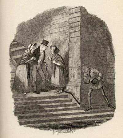 A találkozó Charles Dickens (1812-70) „The Adventures of Twist” című művéből, 1838, Chapman und Hall, 1901 alkotó: George Cruikshank