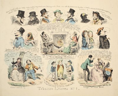 Dohánylevelek 1. sz., pub. 1851 (kézzel színezett metszet) alkotó: George Cruikshank