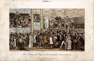 Tom, Jerry és Logic a Nagy Karneválon, 1821 alkotó: George Cruikshank
