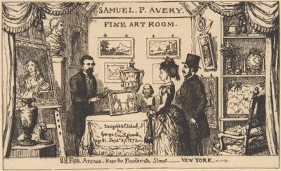 Reklámkártya Samuel P. Avery számára - Képzőművészeti terem alkotó: George Cruikshank