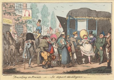 Utazás Franciaországban -vagy, -A postakocsi indulása alkotó: George Cruikshank