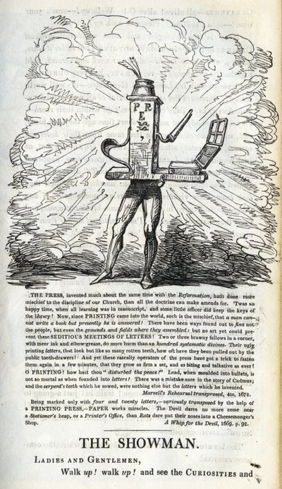 A sajtó győzelme a nép szabadságjogaiért, illusztráció a "Politikai showman - otthon!" William Hone, 1821-ben jelent meg alkotó: George Cruikshank