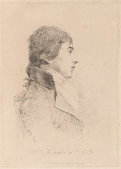 J.M.W. Turner, R.A. portréja, 1800 körül (metszet) alkotó: George Dance