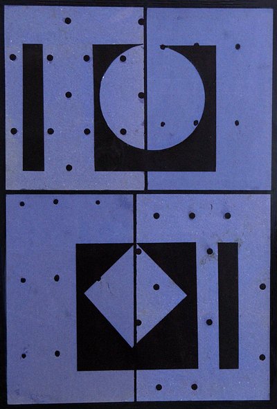 Kollázs, Blue Mercato, 2004 (kártya és papír) alkotó: George Dannatt
