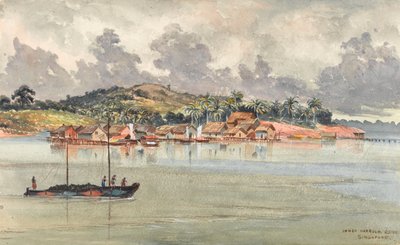 Inner Harbour, S Side, Szingapúr, 1859-1862 körül (akvarell) alkotó: George E.L.S. Sanford