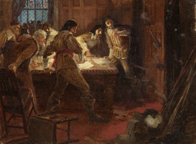 Yeamans és Bowcher meglepődött, miközben azt tervezték, hogy átadják Bristol kastélyát a királynak alkotó: George Edmund Butler