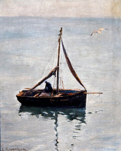A háló javítása, 1910 körül (olaj, vászon) alkotó: George Edward Robertson