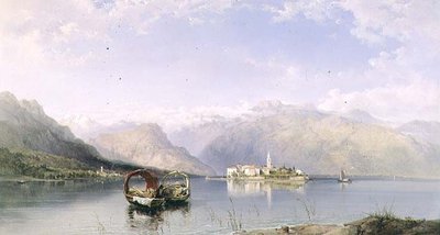 Isola Pescatori Isola Bellából a Maggiore-tónál alkotó: George Edwards Hering