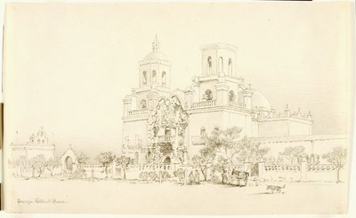 Cím nélkül (átviteli rajz a San Xavier misszióhoz, Tucson, Arizona) alkotó: George Elbert Burr