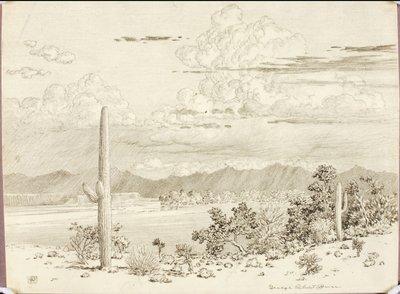 Cím nélkül (átviteli rajz a Verde folyóhoz, apacs rezervátum, Arizona) alkotó: George Elbert Burr