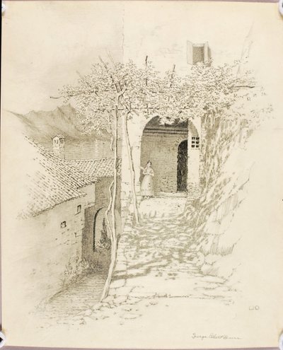 Cím nélkül (átviteli rajz a Falusi utca, Lugano-tó, Olaszország [1. sz.] című műhöz) alkotó: George Elbert Burr