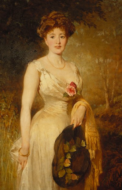Fehér ruhás hölgy portréja, 1909 alkotó: George Elgar Hicks