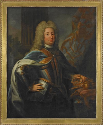 I. Frigyes (I. Frigyes) (1676-1751) svéd király és finn herceg portréja - Georg Engelhard Schroeder (1684-1750) festménye, olaj, vászon (143x114,5 cm) alkotó: George Engelhardt Schroeder