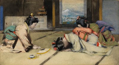 An at-home in Japan, or Salutations (watercolor on paper) alkotó: George F. Henry