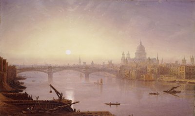 Southwark Bridge és Szent Pál-székesegyház a London Bridge felől: este, alkotó: George Fennel Robson