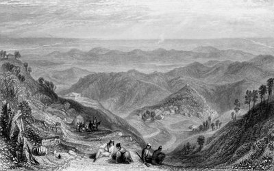 "Mussooree és a Dhoon, Landourból", 1838. alkotó: George Francis White