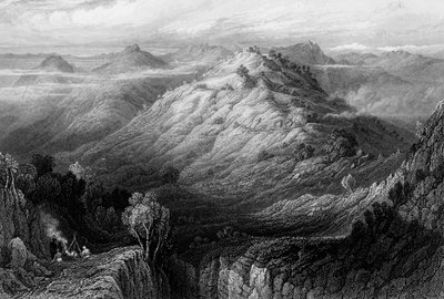 "The Abbey and Hills from near Mussoorie", 1838. alkotó: George Francis White