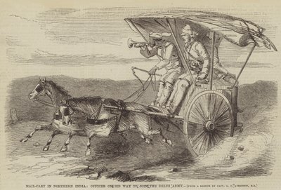 Mail-Cart Észak-Indiában, tiszt, aki úton van, hogy csatlakozzon a Delhi hadsereghez alkotó: George Francklin Atkinson