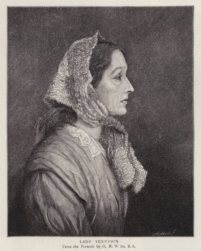 Emily Tennyson portréja, Lady Tennyson, Alfred angol költő díjazott felesége, Lord Tennyson (litho) alkotó: George Frederick (after) Watts