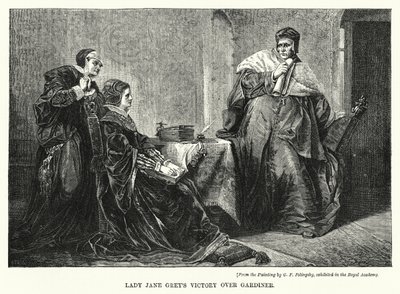 Lady Jane Grey győzelme Gardiner felett (metszet) alkotó: George Frederick Folingsby