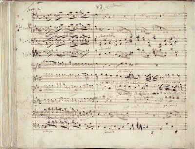 RM 20 E7 f.51v Handel „Eszter” oratórium kéziratának egyik két oldala: „Jákob fiai énekeljetek...” alkotó: George Frederick Handel