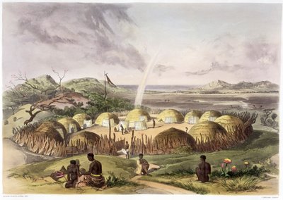 „Zulu Kraal Umlazi közelében, Natal”, 1849 alkotó: George French Angas
