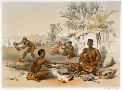 Zulu kovácsok munkában, 1849 alkotó: George French Angas