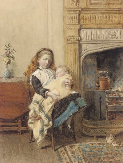 Minding Baby, 1896 alkotó: George Goodwin Kilburne