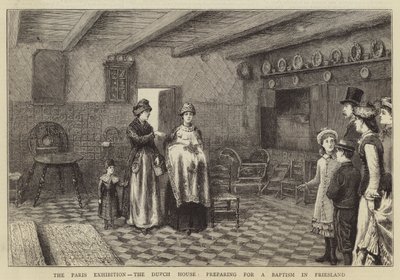 A párizsi kiállítás, a holland ház, felkészülés a frízföldi keresztelőre alkotó: George Goodwin Kilburne