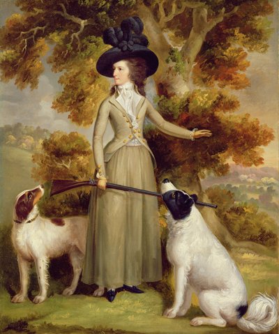 Effingham grófnője fegyverrel és lövöldözős kutyákkal, 1787 alkotó: George Haugh